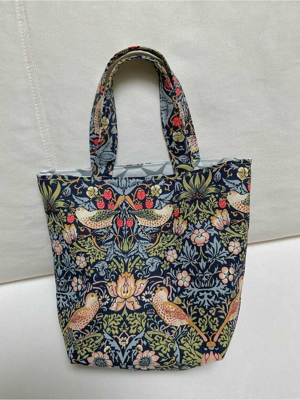 Handmade William Morris Strawberry Thief Mini Tote Bag